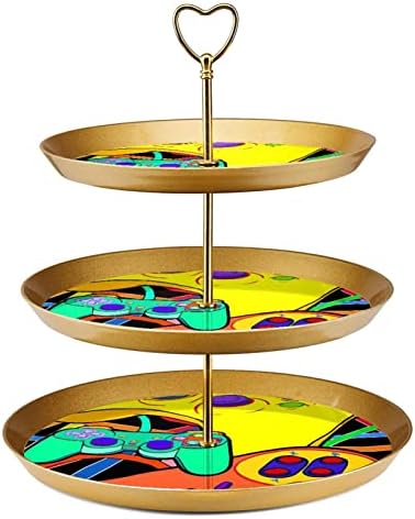 Suporte de bolo tfcocft, suporte de bolo de festa, bolo significa mesa de sobremesa, padrão colorido de alça de jogo