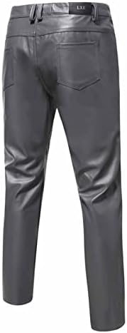 Calças de couro falso masculino calça de hip hop de moda de moda casual motoqueado de steampunk long steampunk