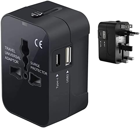 Viagem USB Plus International Power Adapter Compatível com Sonim Xperia E5 para energia mundial para 3 dispositivos USB TypeC, USB-A para viajar entre EUA/EU/AUS/NZ/UK/CN