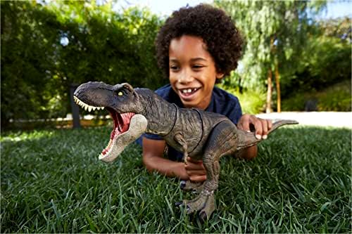 Jurassic World Dominion Dinosaur T Rex Toy, Thrash ‘N Devore Tyrannosaurus Rex Ação Figura com som e movimento