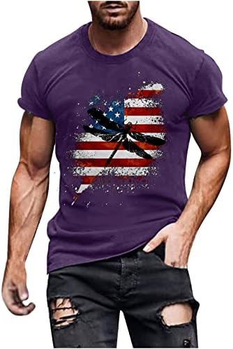 lcepcy mass legal 4 de julho T Camisetas American Flag Print Crew pescoço de manga curta camiseta patriótica camisetas atléticas