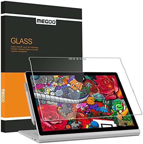 Protetor de tela megoo para o livro de superfície 3 15 polegadas, HD temperado/bordas resistentes a vidro/arranhões/bordas arredondadas, também compatíveis para o Microsoft Surface Book 2