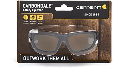 Carhartt Chb290d Carbondale Glasses de segurança, moldura preta/marrom, lente de espelho antigo