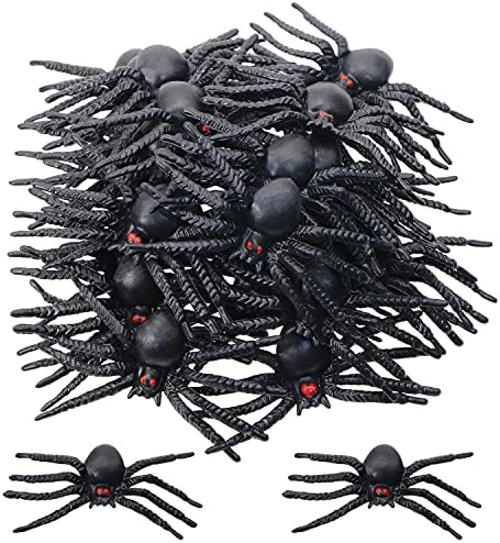 Aranhas de plástico Penta Angel 30pcs Pequena brincadeira realista preta aranhas falsas para decoração de festa em casa de Halloween e artesanato