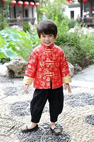 Roupas chinesas de luta chinesa roupas de tang para meninos jaqueta vermelha tradicional cny roupas drango tops crianças hanfu