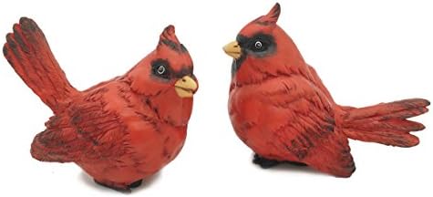 Ficici G105394 Decoração de aves estatuetas cardinais - conjunto de 2-4 polegadas de altura