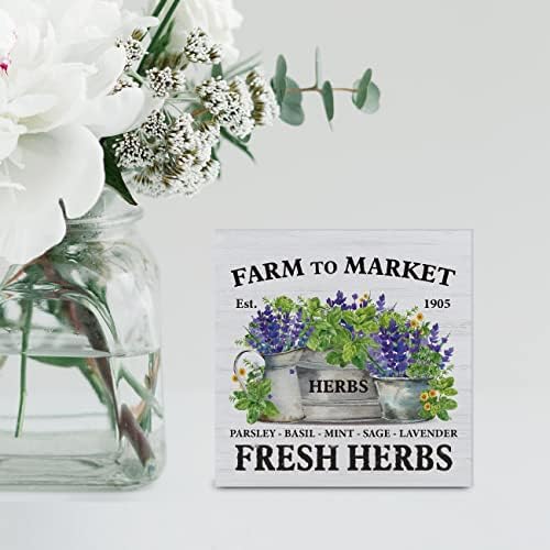 Yidou Farmhouse Herb Wood Box Sign Decor Sign Sinp Spring Summer Ervas frescas