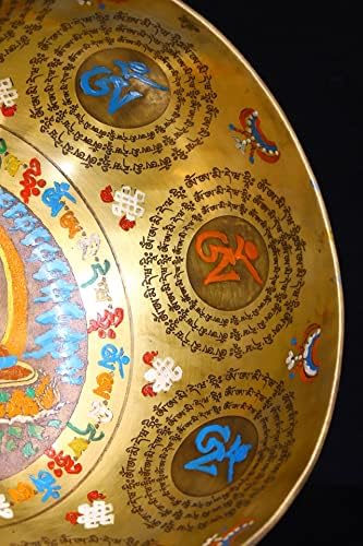 9 Coleção do templo tibetano Antigo bronze pintado de provérbios dos seis filhos shakyamuni buddha som bowl bowl tigela