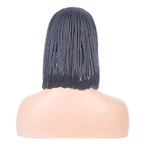 Weisha 13x4 Atualizada perucas curtas curtas para mulheres negras 16 #1b Black Braids peruca com cabelos de bebê tranças de aparência natural