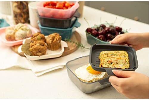 Fexta Cook Waterware Placas quadradas Conjunto - BPA Bowls grátis para recipiente para bebês para alimentos para alimentos embutidos Recipiente de almoço empilhável Microondas e lavador de louça Seguro