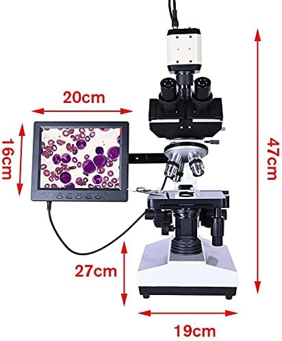 Qdlzlg laboratório profissional microscópio trinocular biológico zoom 2500x + câmera CCD digital eletrônica USB + LCD de 8