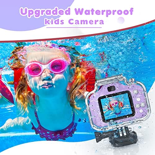 Gifts Yoophane para 6 7 8 9 Garotas de 10 anos Câmera impermeável Câmera de Natal Brinquedos de aniversário para meninas Câmera de criança digital de 1080p 1080p com cartão SD de 32 GB