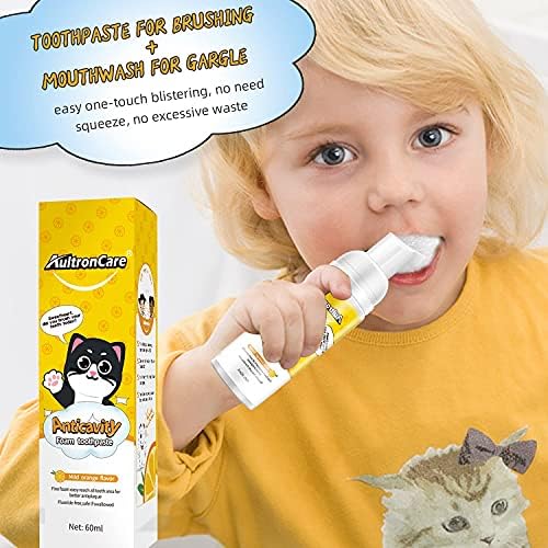 Pasta de dente de espuma Crianças, creme dental livre de fluoreto com sabor de laranja, use para escovas de dentes elétricas em forma de U