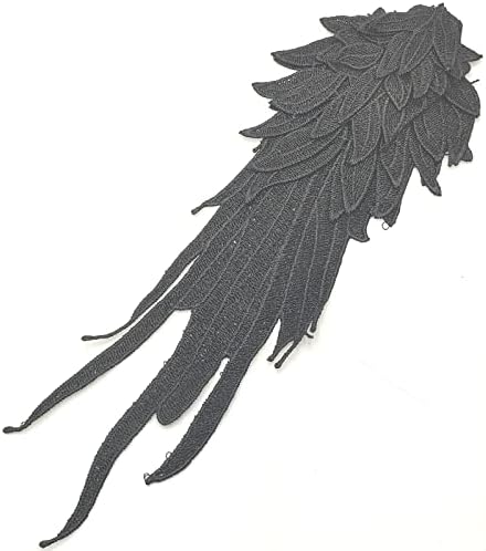 Yoogcorett 1 par Black bordado Angel Wings Lace Tecido Costura em manchas de flores Appliques Appliques para casamento Diy Craft Scrapbooking Roupas Acessório de roupas 12,2 x 4,3 polegada
