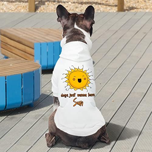 Hoodie de cachorro de estampa solar - casaco de cachorro positivo - roupas de cachorro fofas - cinza, l