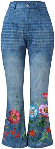 Etkia Petite Sweatpante para mulheres calças femininas Padrão impresso Padrão solto jeans de bainha de bainha