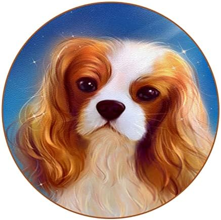 Coasters para bebidas Conjunto de 6, Cavalier King Charles Spaniel Coasters redondos de xícara de copos para decorações