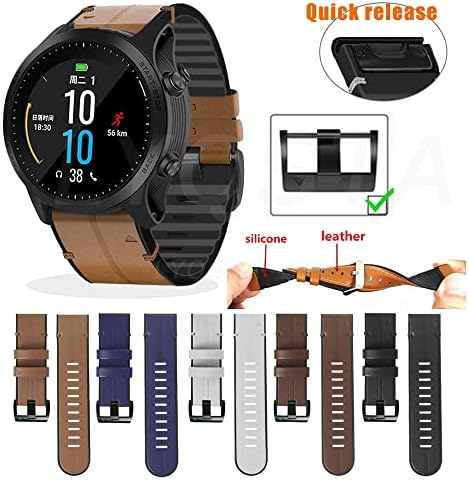 Reyda 26mm FIT RÁPIDO BANDA DE SILICONE DE COURO COMPATÍVEL COMPATÍVEL COM Garmin Fenix ​​7x/6x/6x Pro/5x/5x Plus/3/3