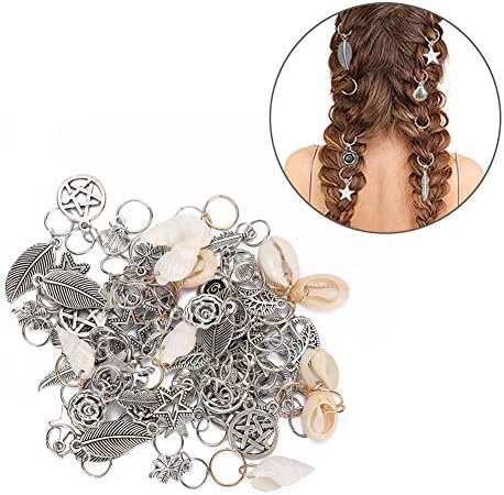 Anéis de trança de cabelo de 70pcs, anel de miçanga de dreadlocks, acessórios de cabeceira pendente de cabelos acessórios