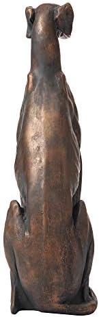 Glitzhome GH20381 Sitting Greyhound Dog Art Decor estátua, 30,25 polegadas, bronze