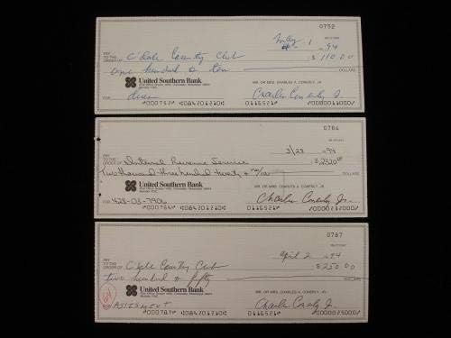 Lote de 10 Charlie Conerly NY Giants Autografado Cheques pessoais - Assinaturas de corte da NFL