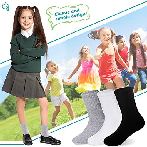 Eyean Kids Athletic Crew Socks Garotos Meninos Uniformes de algodão de algodão Casual Meias básicas 6 pares