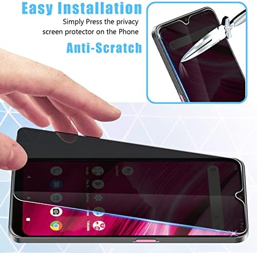 ANBZSIGN [2 pacote T-Mobile Revvl 6 Pro 5G Protetor de tela de privacidade, vidro temperado com dureza anti-spy 9H.