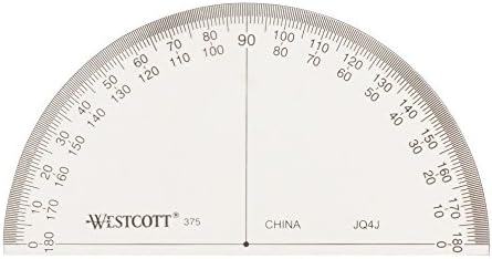 Westcott 4 polegadas 180 ° Ferramenta de medição de transferidor semi-circular