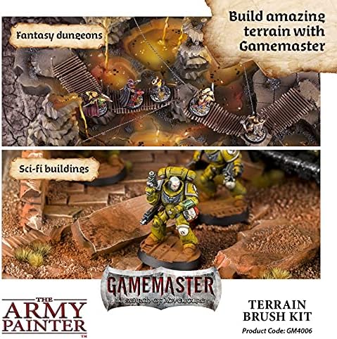 O Painter do Exército Gamemaster: Terrain Miniature Acrylic Binck Brush em quatro tamanhos- Terreno Detalhe Brincho, pincel de tinta fina, pincel de modelo para terrenos e telhas e terrenos de guerra