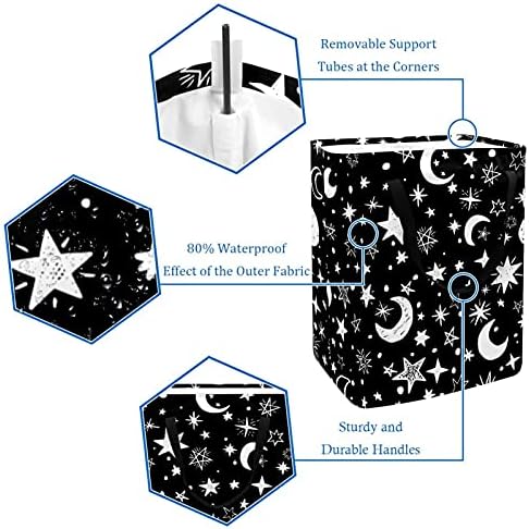 Lua branca preta Estrelas de design cesto de lavanderia grande cesta organizadora cesta de cesta dobrável cesto de roupa