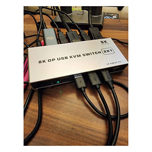 KVM Switch DisplayPort, alyydbg 8k USB DisplayPort KVM Switches suporta USB/dp 2 em 1 out & 8k@60Hz 2k@144Hz