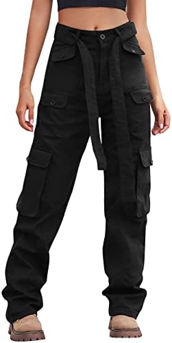 Roupas de trabalho feminino Negócios Calças casuais Mulheres calças de carga vintage de jeans folgados moda dos anos 90 bolsos