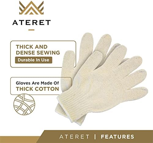 Luvas de algodão ATERET, revestimento de malha, algodão de poliéster luvas para homens e mulheres, ideal para o Painter Warehouse