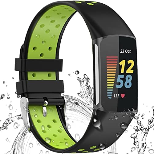 Miimall Compatível com Fitbit Charge 5 Bandas, Soft Silicone Sport à prova d'água Banda de pulseira de pulseira para Fitbit Charge 5 2021 Mulheres homens
