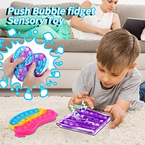 6 PCS gigante de bolhas pop bolhas, cor de arco-íris, gravata, luz na bolha escura brinquedos sensoriais autismo necessidades especiais para o estresse