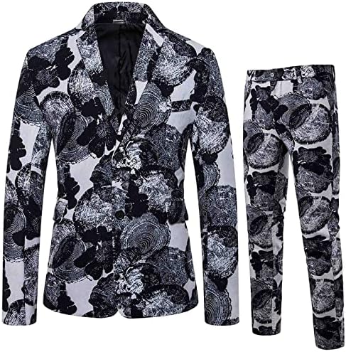 Lcepcy Men's Suits 2 peças Jaqueta de smoking e calças da festa do baile imprimida