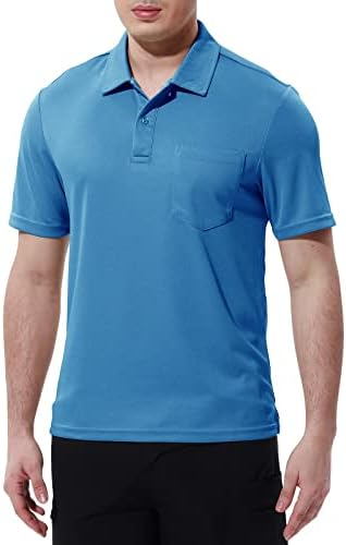 TBMPOY Camisas de pólo masculinas com bolso de bolso de manga curta Camisa de golfe ao ar livre de esportes rápidos e secos