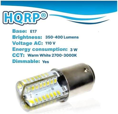 HQRP 110V E17 Base Base Silicone Crystal LED Bulbo LED Compatível branco com Bosch HMV9305-01 / 25T8N / 423878 Substituição