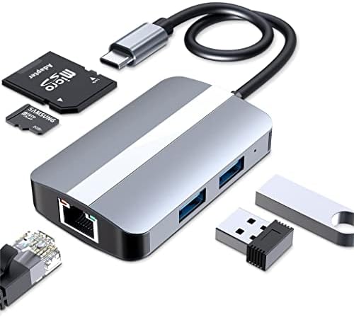 Hubs USB Adaptador de cubo USB C 5 em 1 USB3.0 Hub Tipo-C para RJ45 Splitter de cartão de rede com porta 100 MB/S TF SD