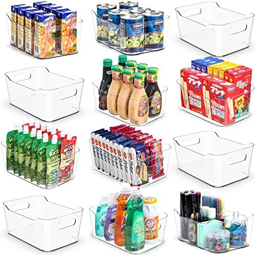 [12 pacote] caixas transparentes de uso múltiplo para organização - geladeira, caixas de organizador de geladeira - organização
