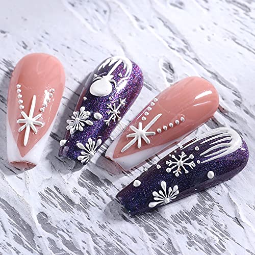Adesivos de unhas, decalques de unhas de floco de neve branco 3D Auto-adesivo design de unhas Manicure Dicas de unhas Decoração para mulheres meninas crianças