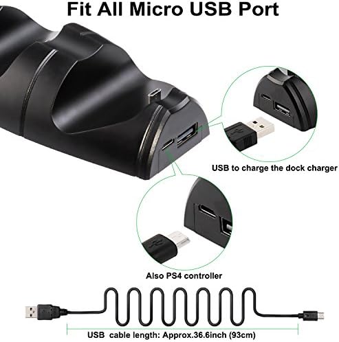 Carregador do controlador PS4, Ambolove PlayStation 4 Dual controlador USB Titular da estação de estação de estação de carregamento rápido com indicador de LED integrado para Sony PS4/PS4 Pro/PS4 Slim Controller