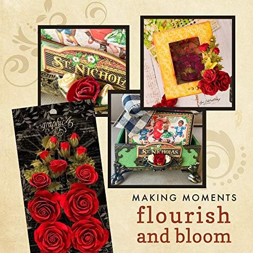 Coleção de Bouquet de Rose 45 Graphic - Flores de Papel Vermelho Triumfante, Multi