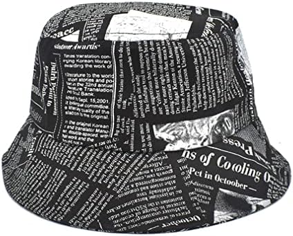 Unissex Fisherman Hat Hat Old Newspaper Padrão de Bacia Impressa Hat Street Trendência