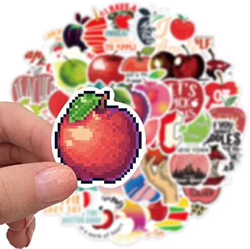 50 PCS Adesivos de maçã, adesivos de frutas fofos, adesivos de vinil estética vermelha para garrafas de água, laptop, celular,