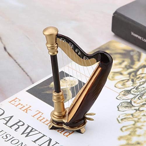 Com instrumentos em miniatura de casos de presente, harpa em miniatura, para amigos amantes da música