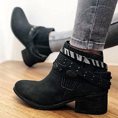 Sinzelimin Women Botas de tornozelo 2022 recém -angustiado couro de couro de cowboy ocidental calcanhar de bota de bota no meio