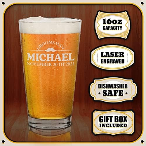 Conjunto de 1, 3, 5 e copos de cerveja gravados mais personalizados, presentes personalizados para festa de bacharel, noivo, padrinho,