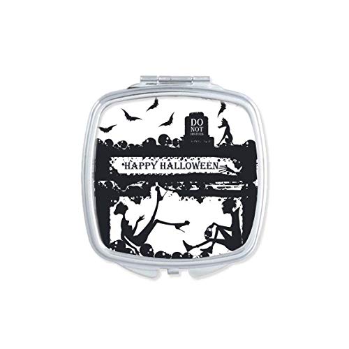 Halloween Crow Human Ghost Mirror Portátil Compact Pocket Maquia