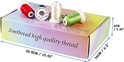 Pacote de pacote de threads de bordado de simthread | Brother 40 Colors Kit e 6 fios de bordados de máquina branca para bordado